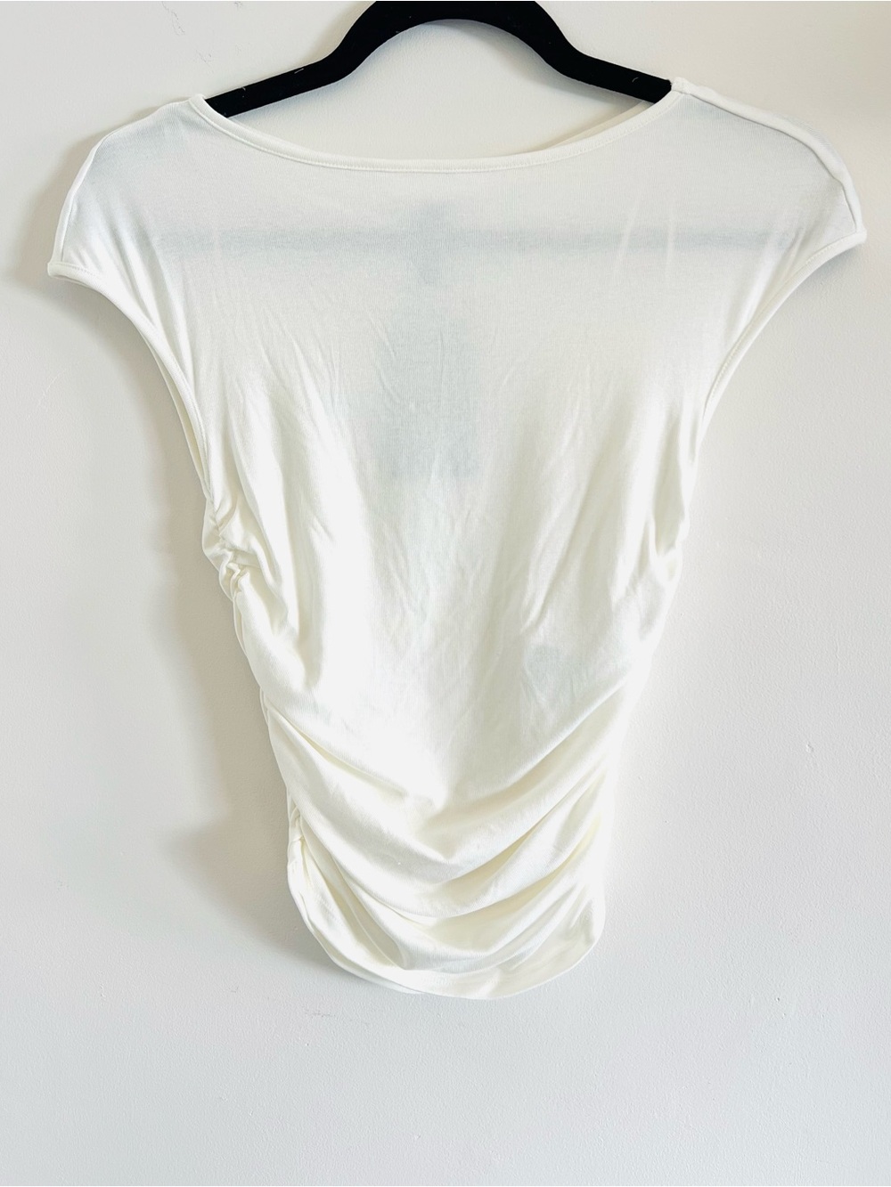 H&M Cream Ruched-Side Cap Sleeve Top